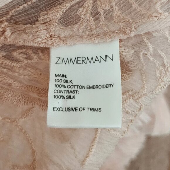Zimmermann Henna Floating Sheer Fringe Blouse Top Rose Pink Size 0 XS b180e - Picture 5 of 7